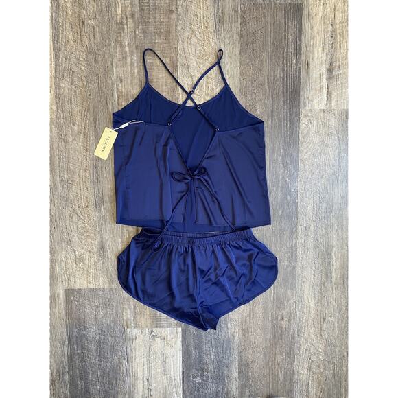 Ekouaer Pajamas Womens Medium NEW Satin Sleepwear Lingerie 2 Pc Shirt & Shorts - Picture 5 of 11